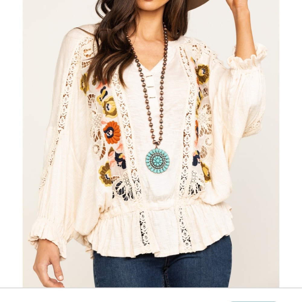Free people serafina embroidered top
